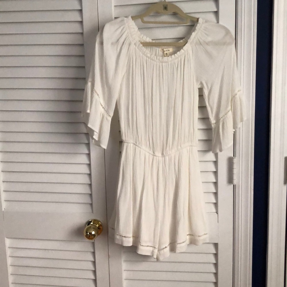 A white off the shoulder romper!
